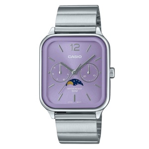 Casio Moon Phase Stainless Steel Purple Dial Quartz MTP-M305D-6AV 50M Mens Watch