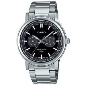 Casio MTP-E335D-1EV Stainless Steel Black Dial Day/Date Quartz Analog Mens Watch
