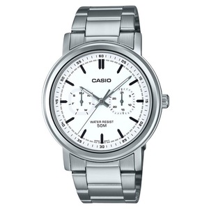 Casio MTP-E335D-7EV Stainless Steel White Dial Day/Date Quartz Analog Mens Watch