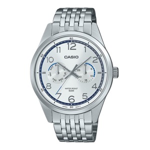 Casio MTP-E340D-7AV Stainless Steel Silver Dial Day/Date Quartz 50M Mens Watch