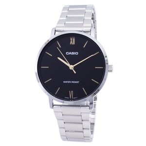 Casio Quartz MTPVT01D1B Japan Mov't Stainless Steel Black Dial Analog Mens Watch