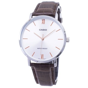 Casio Quartz MTPVT01L7B2 Japan Mov't Leather Strap White Dial Analog Mens Watch