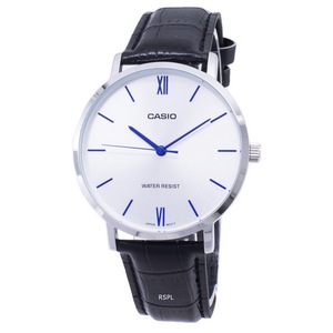 Casio Quartz White Dial Leather Strap Analog MTPVT01L7B1 Water-Resist Mens Watch