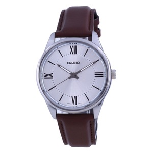 Casio Silver Dial Stainless Steel Analog Quartz Leather MTP-V005L-7B5 Mens Watch