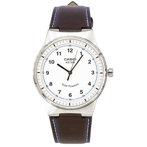 Casio Solar Powered Leather Strap White Dial Analog MTP-RS105L-7B 50M Mens Watch