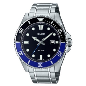 Casio Stainless Steel Black Dial Japan Mov't Quartz MDV-107D-1A2 200M Mens Watch
