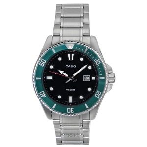Casio Stainless Steel Black Dial Japan Mov't Quartz MDV-107D-3 WR200M Mens Watch