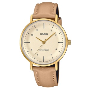 Casio Standard Analog Leather Strap Salmon Dial Quartz LTPVT03GL-4B Ladies Watch