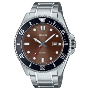 Casio Analog Stainless Steel Brown Dial Quartz MDV-107D-5AV MDV107D-5 Mens Watch