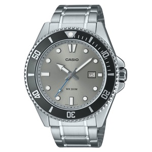 Casio Analog Stainless Steel Grey Dial Quartz MDV-107D-8AV 200M Mens Watch