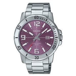Casio Stainless Steel Purple Dial Quartz MTP-VD01D-6BV 50M Analog Mens Watch