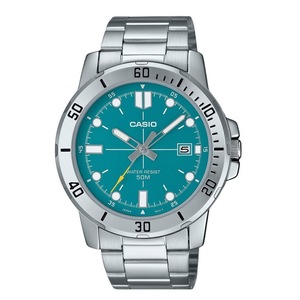 Casio Stainless Steel Turquoise Blue Dial Quartz MTP-VD01D-3E2V 50M Mens Watch