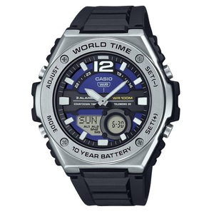 Casio Telememo Alarm Timer Calendar Blue Dial Quartz MWQ-100-2AV 100M Mens Watch