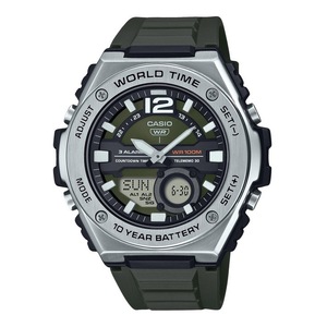 Casio Telememo Alarm Timer Calendar Green Dial Quartz MWQ100-3AV 100M Mens Watch