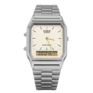 Casio Vintage Analog-Digital Grey Ion Plated Alarm Day/Date AQ230GG9A Mens Watch