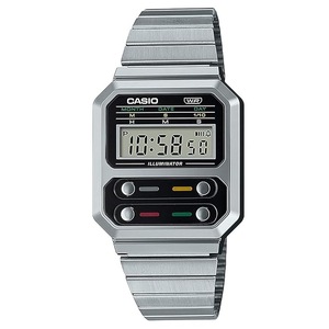 Casio Vintage Digital Alarm Illuminator Stopwatch Calendar A100WE-1A Mens Watch