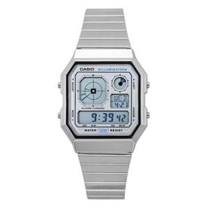 Casio Vintage Illuminator Digital Alarm Chrono Stainless Steel Quartz A130WE-7A Unisex Watch