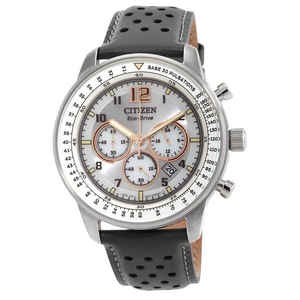 Citizen Chronograph Leather Strap Grey Dial Eco-Drive CA4500-24H 100M Mens Watch