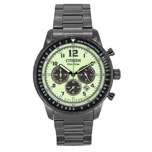 Citizen Eco-Drive Chronograph Full Luminous Green Dial CA450784X 100M Mens Watch