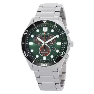 Citizen Eco-Drive Chronograph GMT Green Dial 100M Men's Watch AT2561-81X