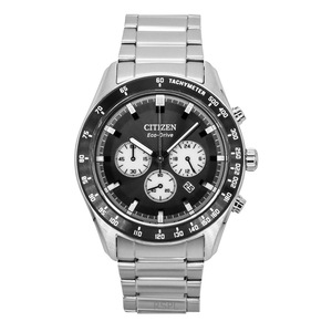 Citizen Eco-Drive Chronograph Tachymeter Stainless Steel Black Dial CA4674-58E 100M Men's Watch