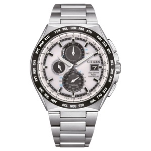 Citizen Eco-Drive GMT Chronograph Silver Dial 100M Men's Watch AT8238-84A