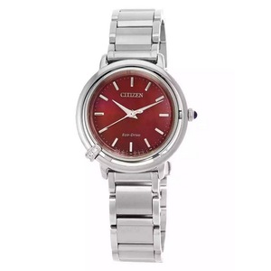 Citizen L Eco-Drive Stainless Steel Red Dial EM1090-78X Ladies Analog Watch 50M