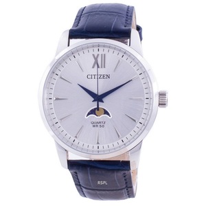 Citizen Moonphase Silver Dial Leather Strap Quartz AK5000-03A 50M Mens Watch