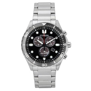 Citizen Sporty-Aqua Chronograph Black Dial Eco-Drive AT2568-82E 100M Mens Watch