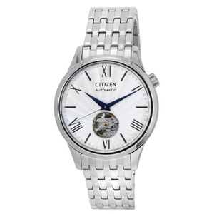 Citizen Stainless Steel Open Heart Silver Dial Automatic NH9130-84A Mens Watch