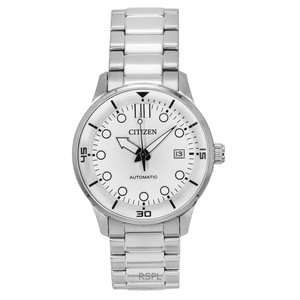 Citizen Stainless Steel White Dial 21 Jewels Automatic NJ0191-83L 100M Men's Watch