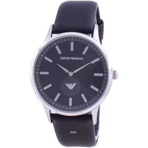 Emporio Armani Renato Black Dial Leather Strap Quartz AR80039 Analog Mens Watch