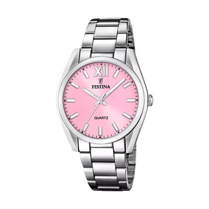 Festina Boyfriend Stainless Steel Pink Dial Quartz F20622-M Analog Ladies Watch