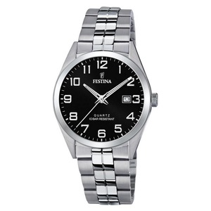 Festina Classics Stainless Steel Black Dial Quartz F20437-4 100M Mens Watch