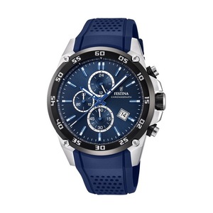 Festina The Originals Chronograph Rubber Strap Blue Dial F203302 100M Mens Watch