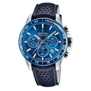 Festina Timeless Chronograph Tachymeter Blue Dial Quartz F205613 100M Mens Watch