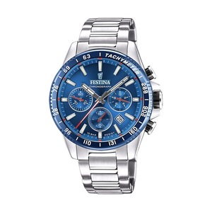 Festina Timeless Chronograph Tachymeter Date Blue Dial F20560-3 100M Mens Watch