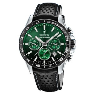 Festina Timeless Chronograph Tachymeter Green Dial Quartz F20561-5 Mens Watch