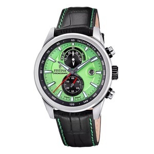 Festina Timeless Chronograph Tachymeter Green Dial Quartz F20695-3 Mens Watch