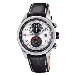 Festina Timeless Chronograph Tachymeter Silver Dial Quartz F20695-1 Mens Watch