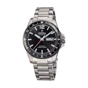 Festina Titanium Black Dial Day/Date Quartz F20698-4 Analog 100M Mens Watch