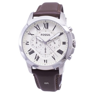 Fossil Grant Chronograph Roman Numeral White Dial Analog FS4735 50M Mens Watch