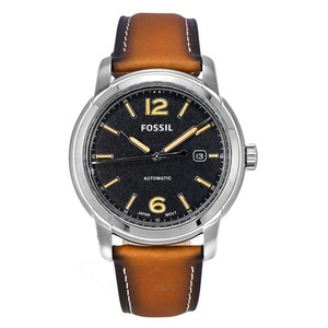 Fossil Heritage Luggage Leather Strap Black Dial Automatic ME3233 50M Mens Watch