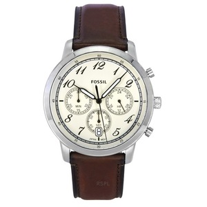 Fossil Neutra Chronograph Leather Strap Cream Dial Quartz FS6022 50M Mens Watch