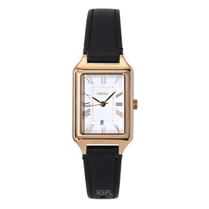Fossil Raquel Leather Strap White Dial Date Indicator Quartz ES5310 Ladies Watch
