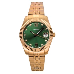 Fossil Scarlette Rose Gold Tone Stainless Steel Green Dial Quartz ES5369 Women's Watch