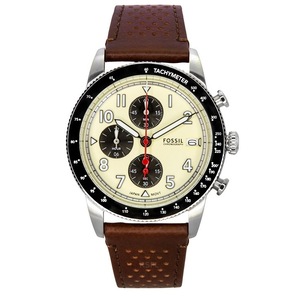 Fossil Sport Tourer Chronograph Brown Leather Strap Tachymeter FS6042 Mens Watch