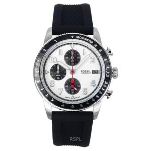 Fossil Sport Tourer Chronograph Leather Strap White Dial Quartz FS6087 Men's Watch