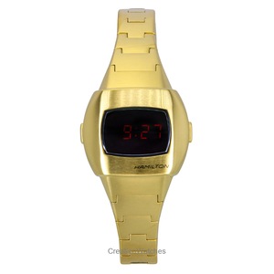 Hamilton American Classic PSR 74 Gold Tone Stainless Steel Red Dial Quartz H52314130 100M Unisex Watch