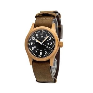 Hamilton Khaki Field Mechanical Bronze Leather Black Dial H69459530 Mens Watch